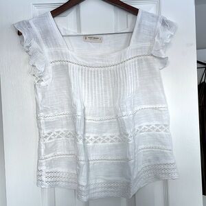 Lucky Brand White Cotton Pintuck Textured Tank Top Blouse S